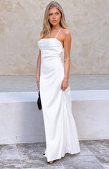 Blaise White Satin Maxi Dress