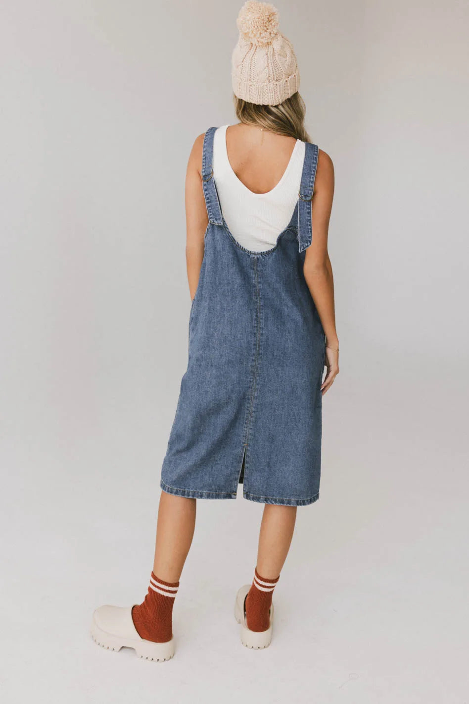 Camry Overall Dress in Dark Wash