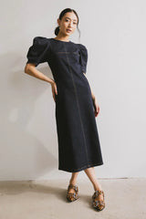 Campbell Denim Dress in Dark Wash