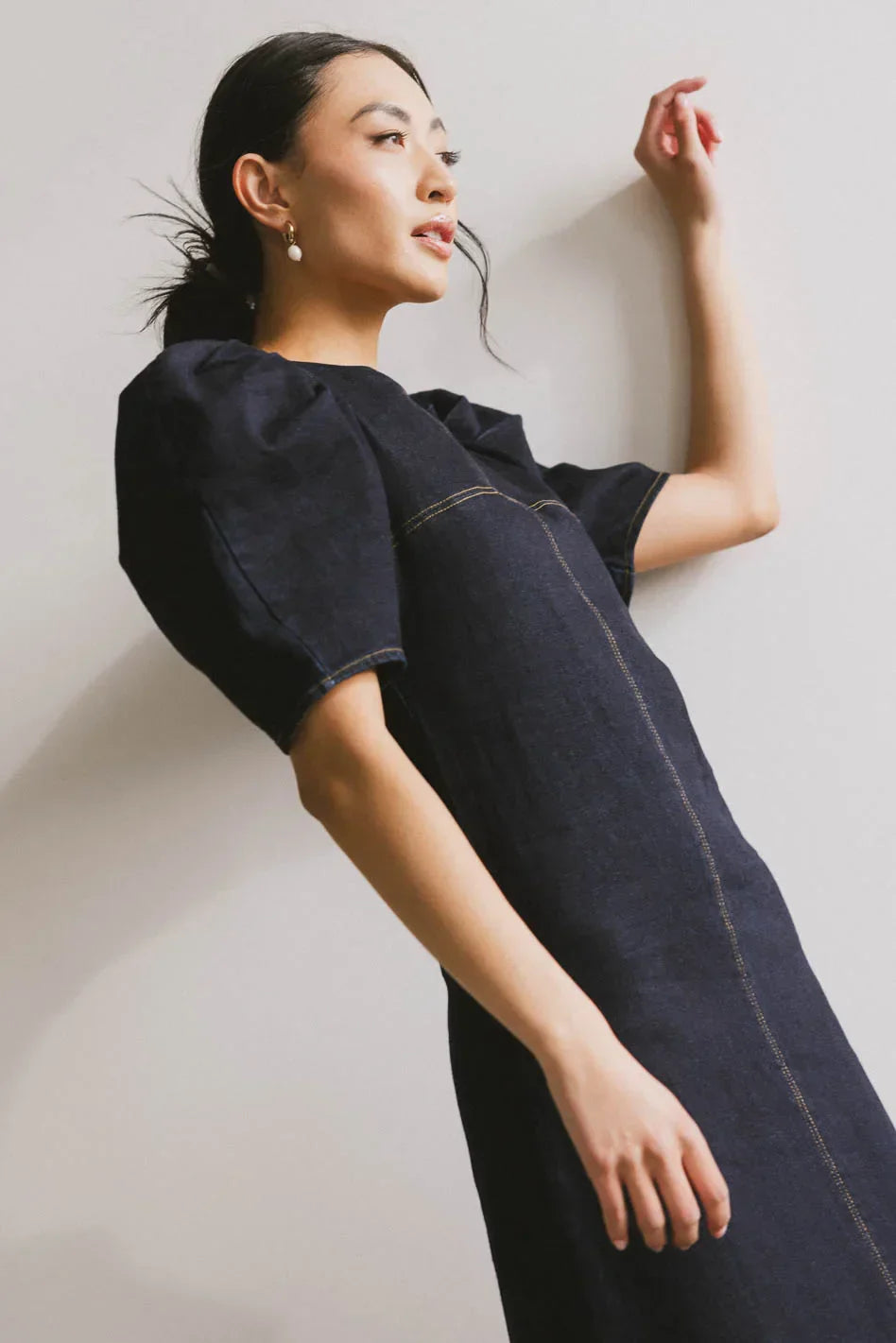 Campbell Denim Dress in Dark Wash