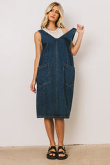 Camry Overall Dress in Dark Wash