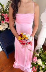 Blaise Pink Satin Maxi Dress