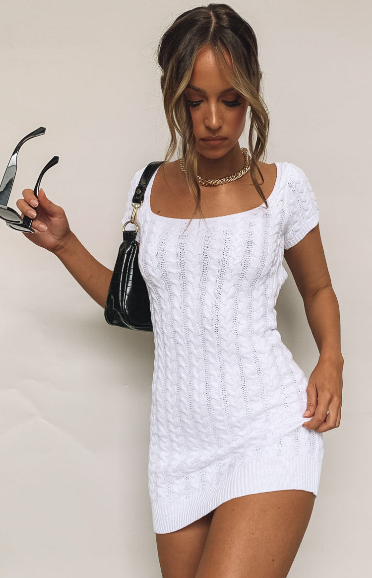 Cable Mini Dress White