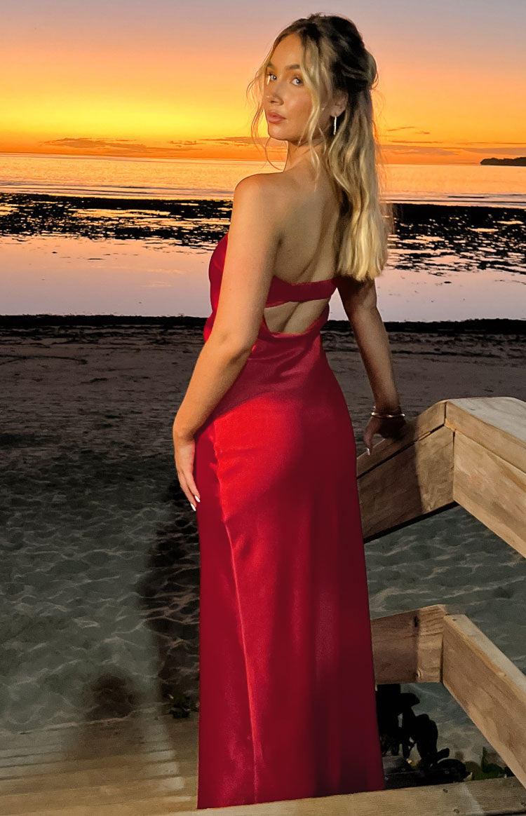 Cassander Red Strapless Maxi Dress