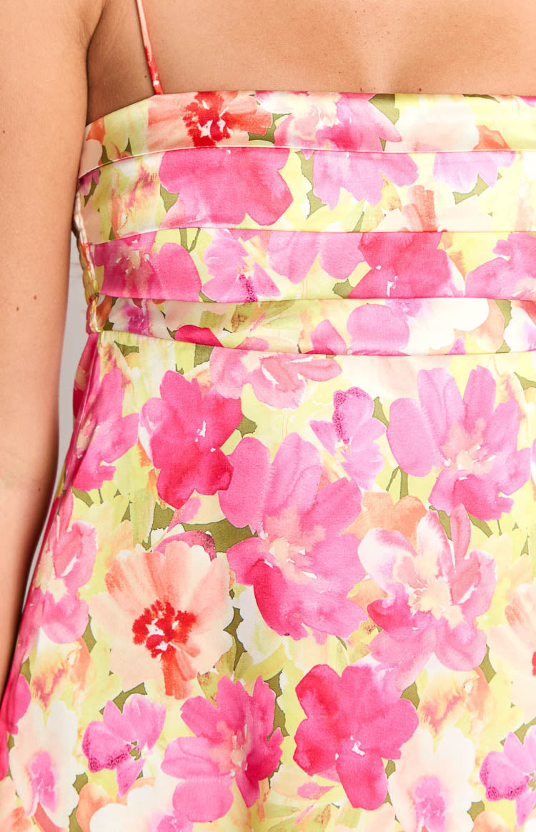 Chantell Yellow Floral Pop Mini Dress