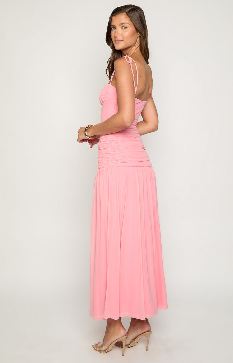 Clare Pink Ruched Maxi Dress