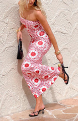 Arizona Red Tile Print Maxi Dress