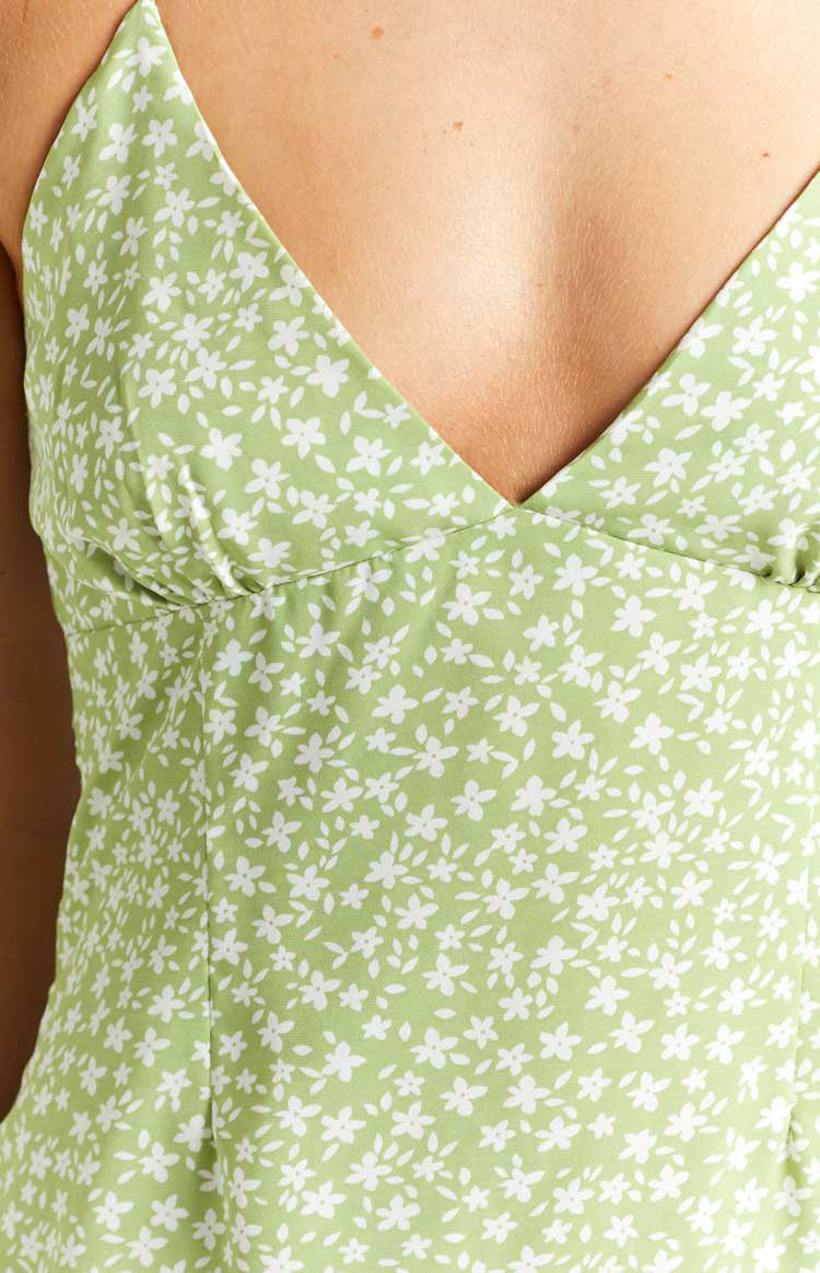 Posy Green Floral Halter Midi Dress