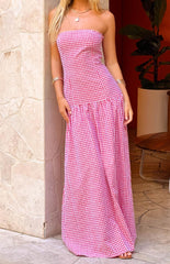 Angela Red Gingham Maxi Dress