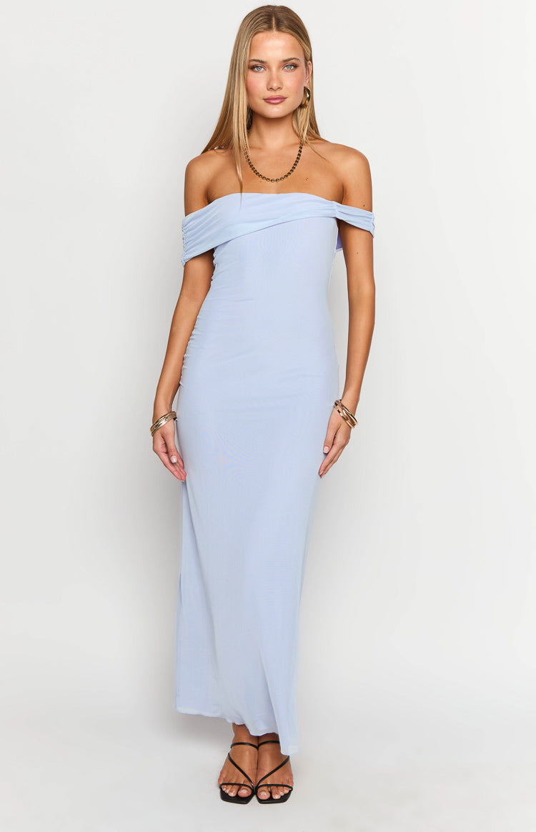 Vino Lilac Off The Shoulder Maxi Dress